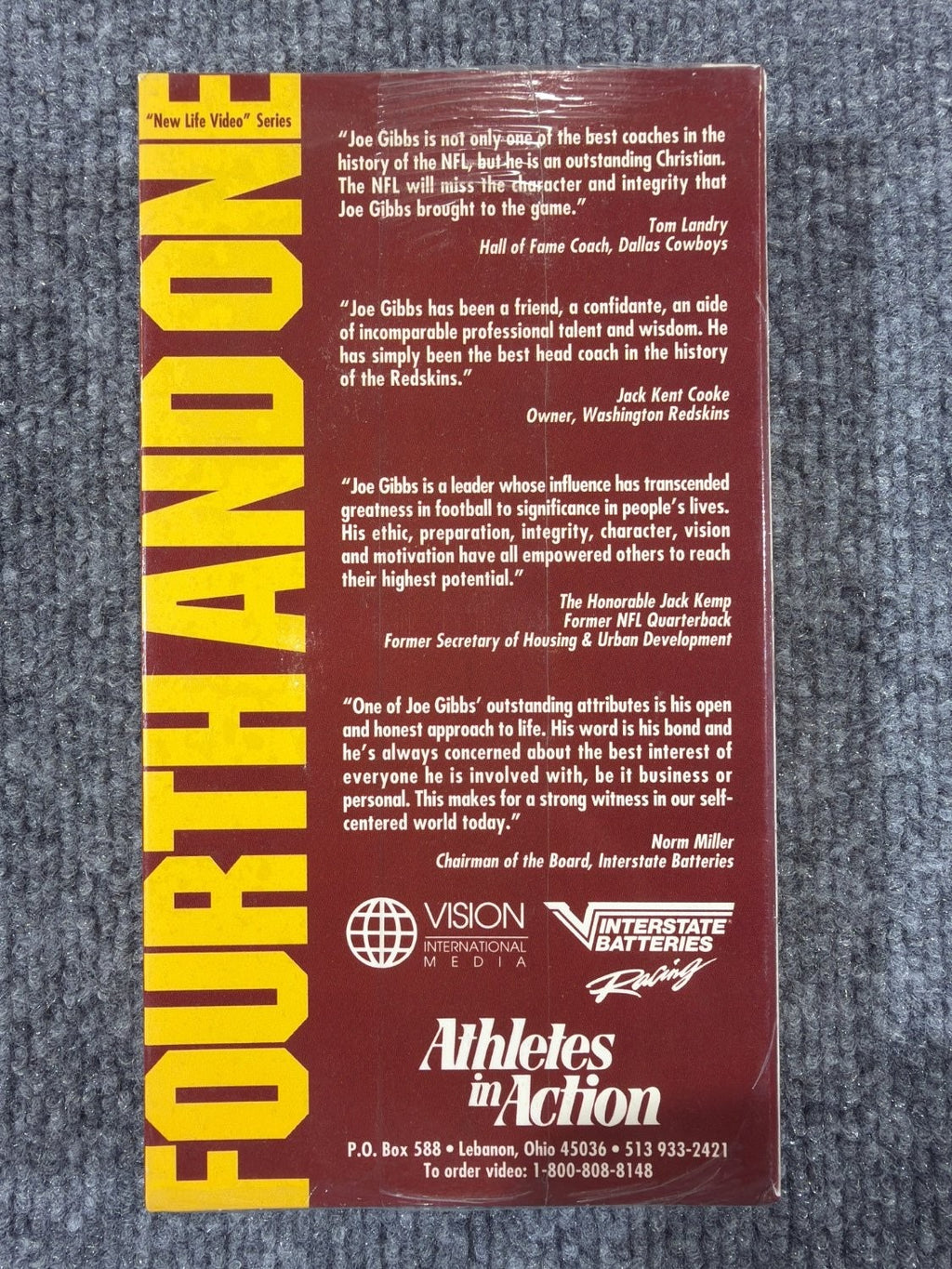 Vintage Joe Gibbs Fourth and Goal VHS Athletes in Action Washington Redskins