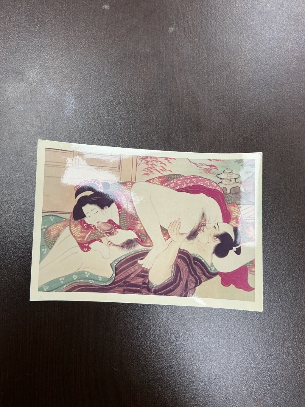 Japanese Shunga Erotic Art Photograph Small Multicolor Paper Modern Reproduction