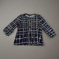 Tommy Hilfiger blouse features a dark blue base with a white plaid pattern
