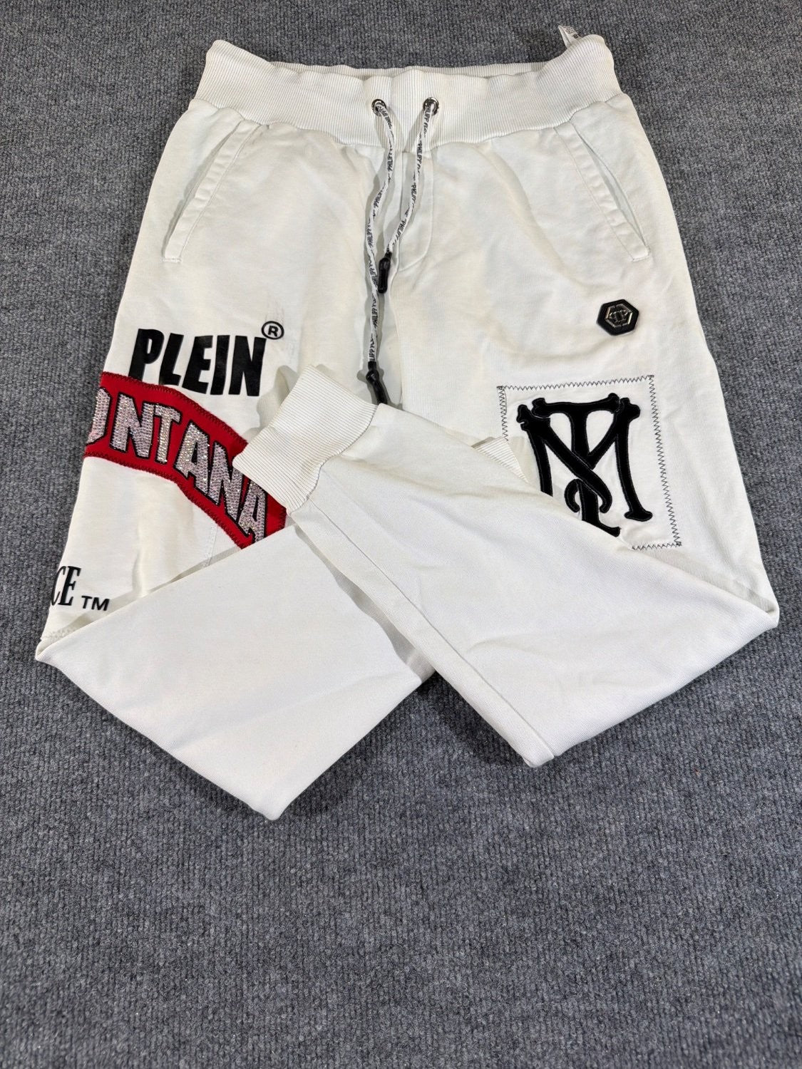 Philipp Plein Scarface Tony Montana Jogger Sweatpants MJT1263 White Men Size S