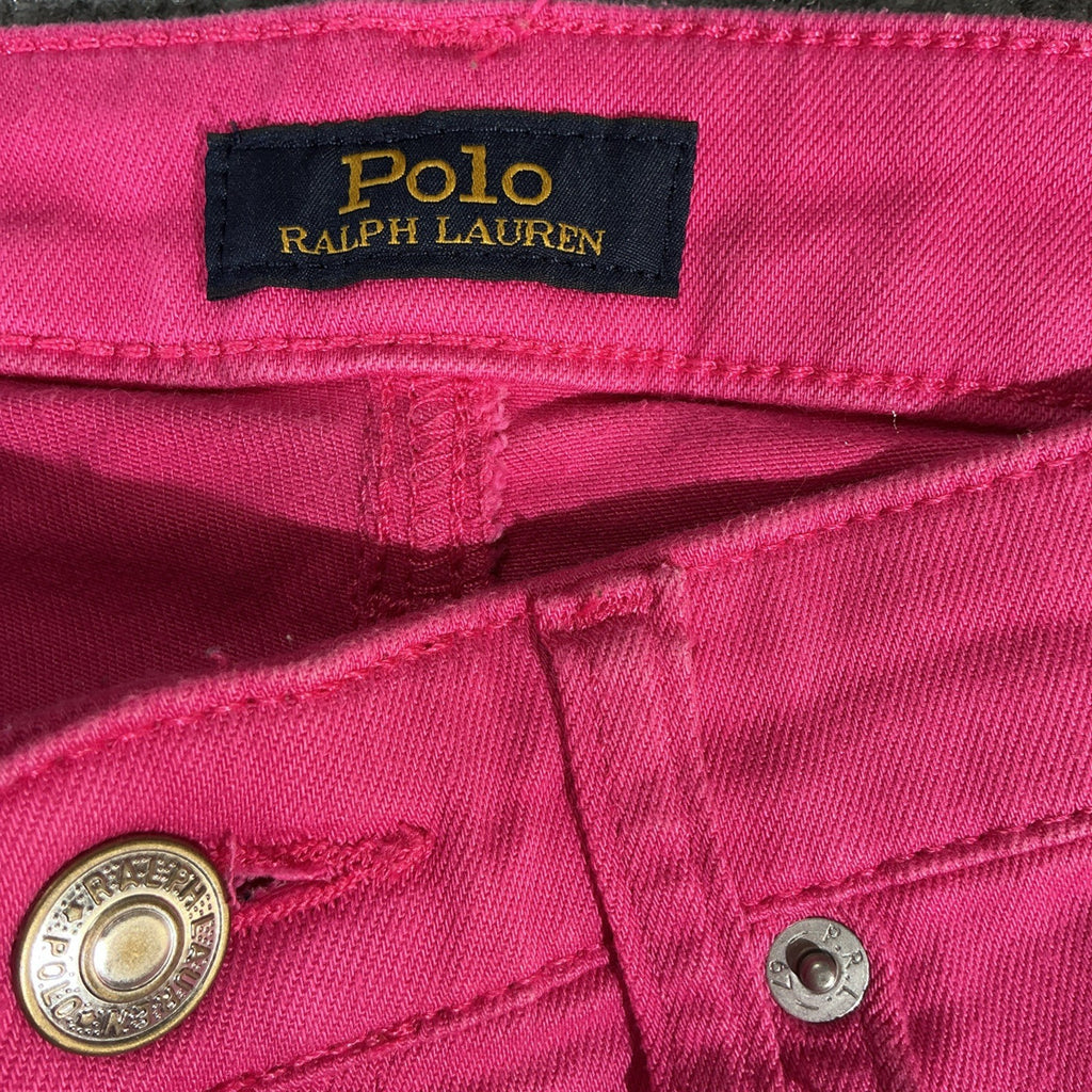 Polo Ralph Lauren Women Jeans Pants 28 Pink Stretch Skinny Ankle Big Logo Preppy