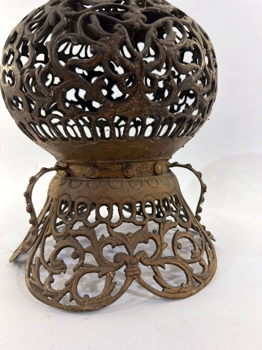 Vintage Middle Eastern Brass Incense Burner Censer Filigree Pierced Reticulated