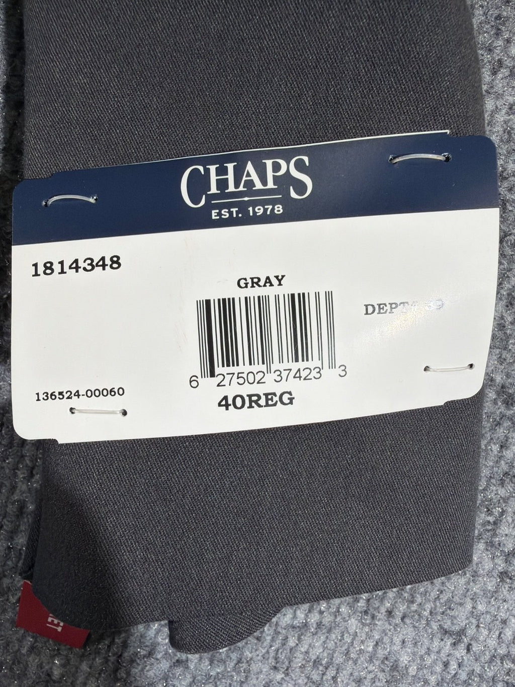 Chaps Men's Suit Jacket 40 Regular Charcoal Gray Classic Fit Two Button Blazer