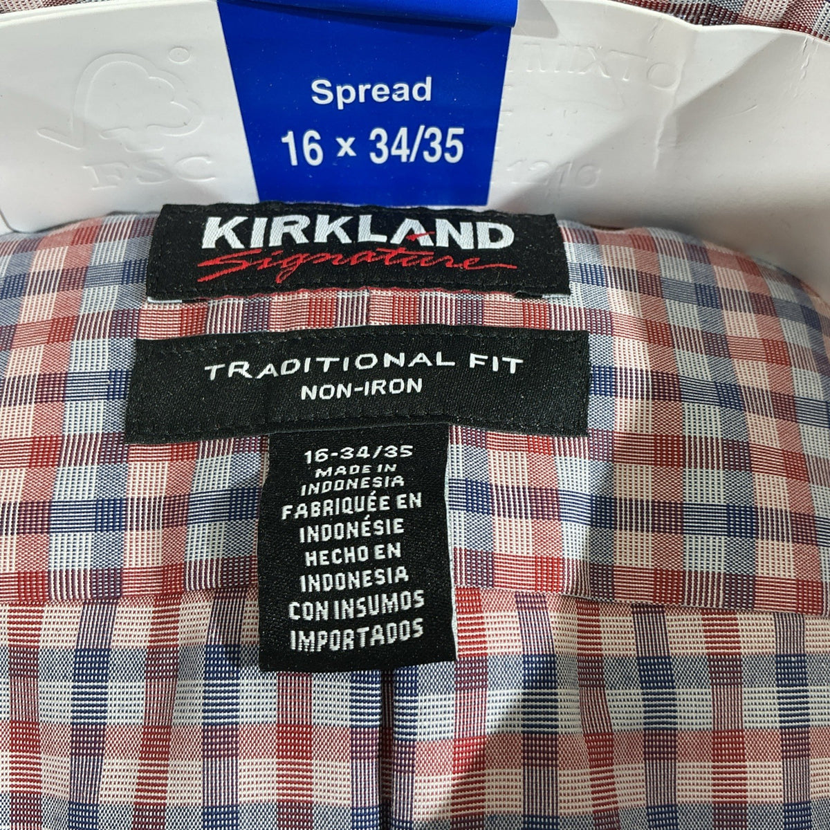 Kirkland Men's Traditional Fit Non-Iron Dress Shirt, Multicolor, Size 16x 34x35