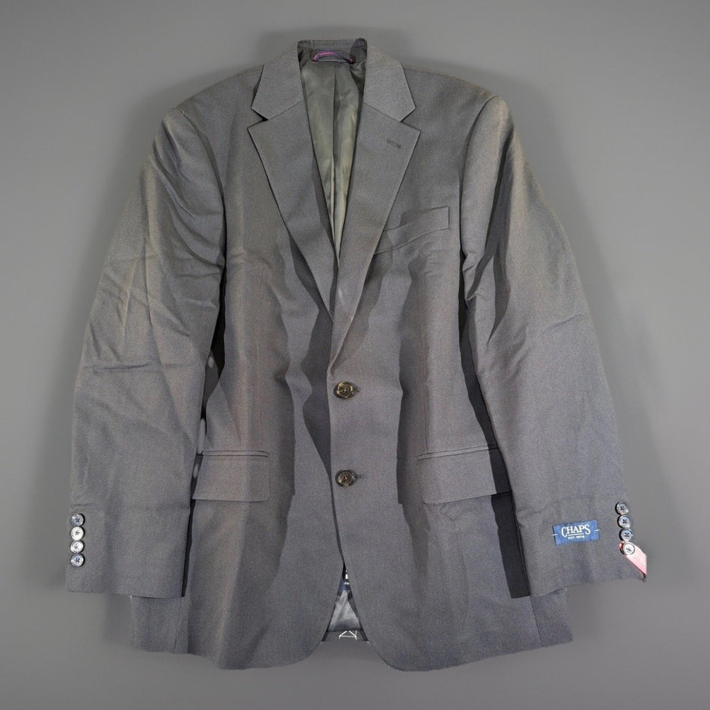 Chaps Men's Suit Jacket 38 Regular Gray Wool Blend Two Button Blazer NWT 38R