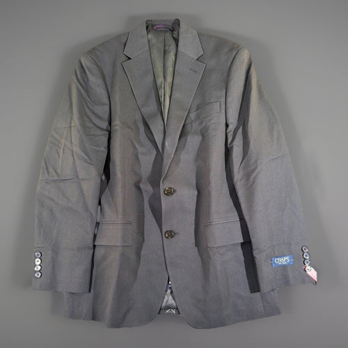 Chaps Men's Suit Jacket 38 Regular Gray Wool Blend Two Button Blazer NWT 38R