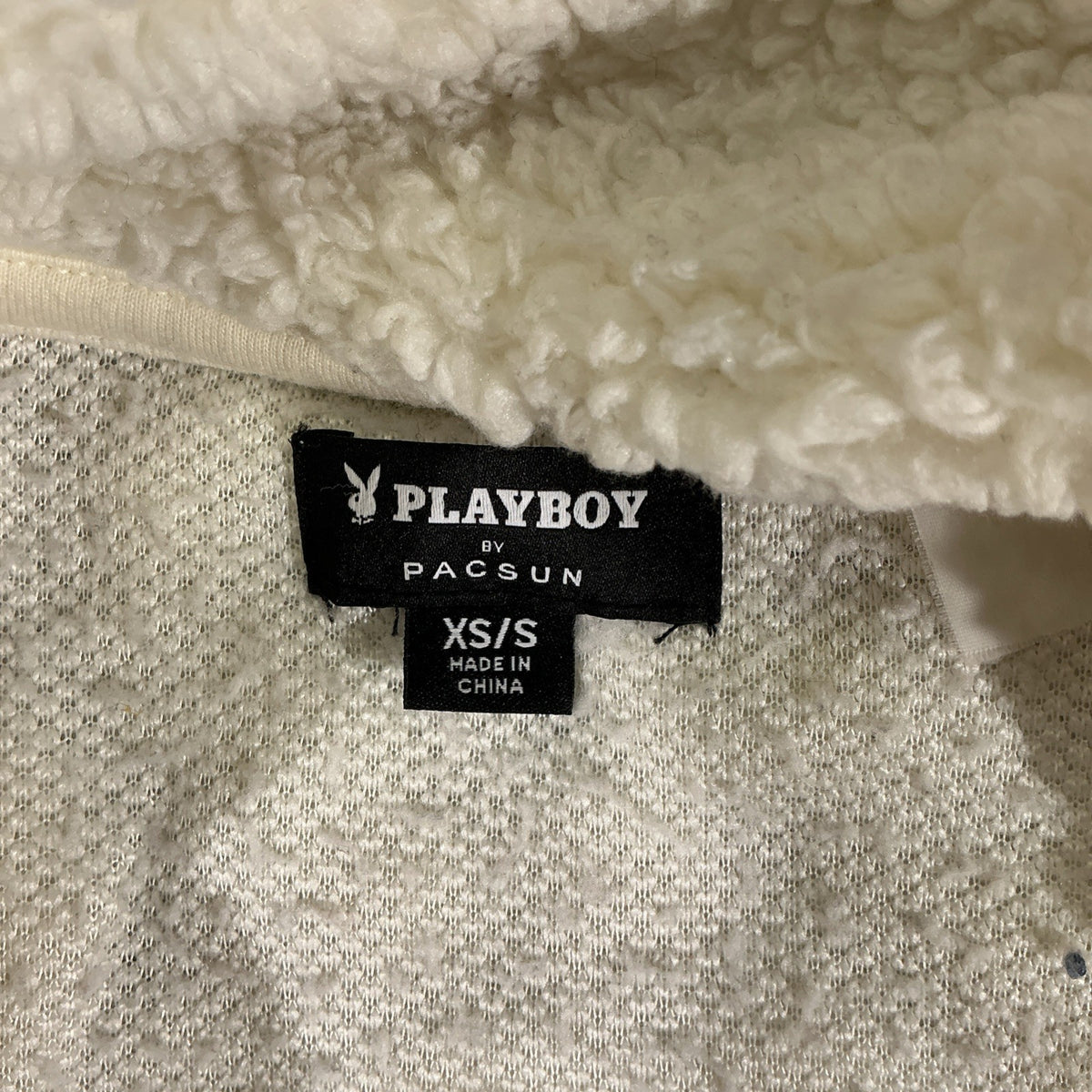 Women's Playboy by PacSun Oversized White/Ivory Sherpa Fleece Jacket Size XS/X