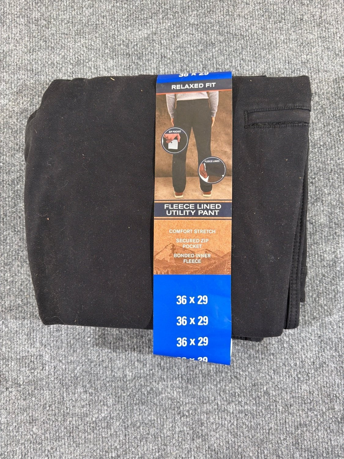 Weatherproof Vintage Men's Fleece Lined Utility Pant Canvas Relaxed Fit Black
