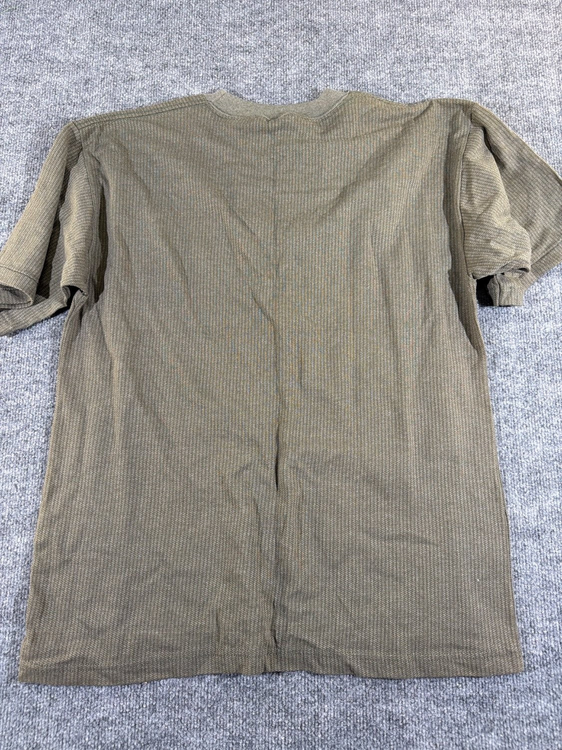 Vintage Maui Hawaii H.L. Miller Gold Waffle Knit T-Shirt Men L Olive Green USA