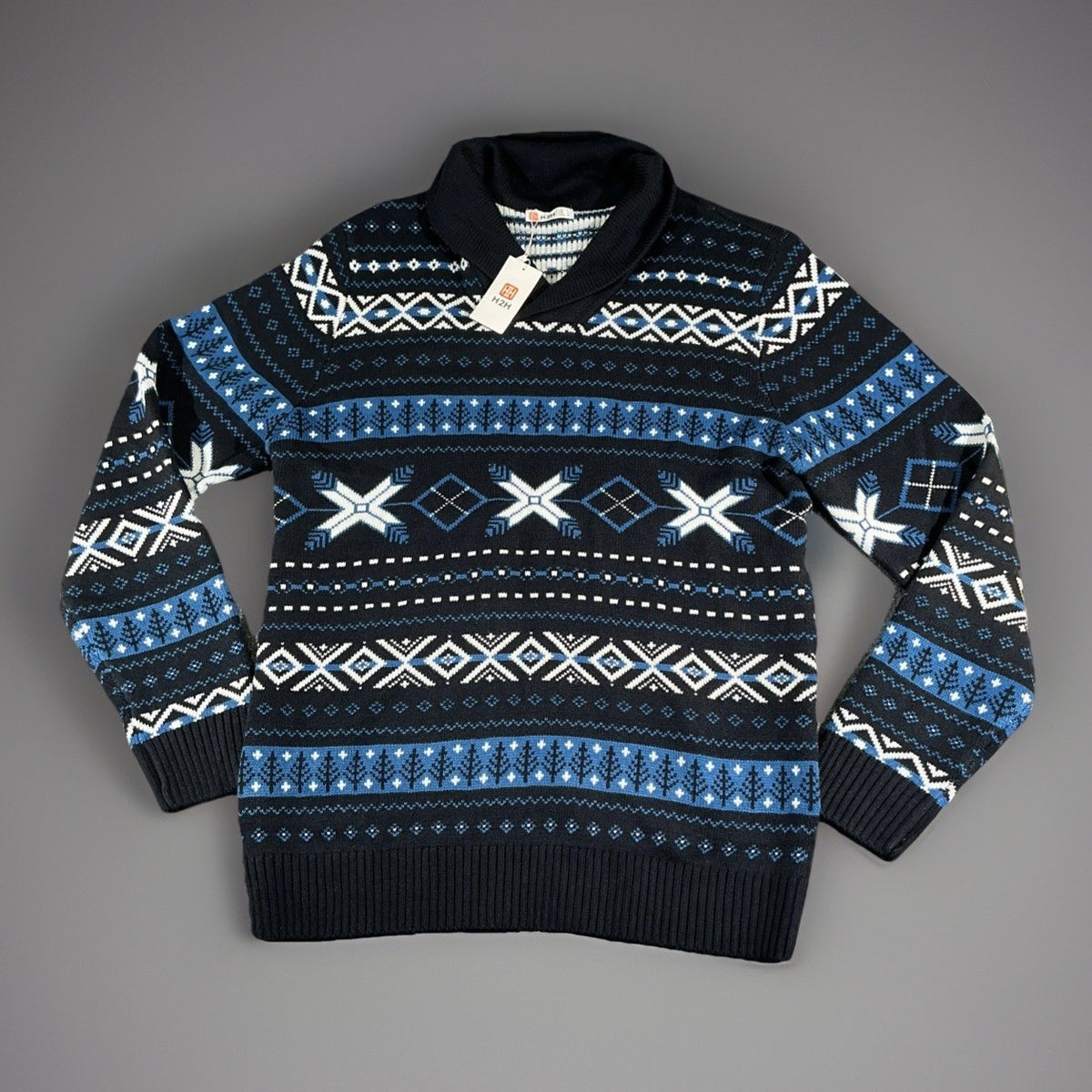 Levi’s  Pullover Long Sleeve Crew Neck Sweater Blue Geometric Size Small NWT