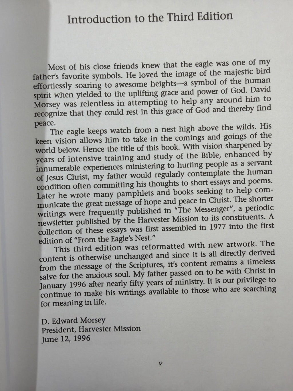 Vintage From The Eagle's Nest David Morsey Harvester Mission Christian Essays