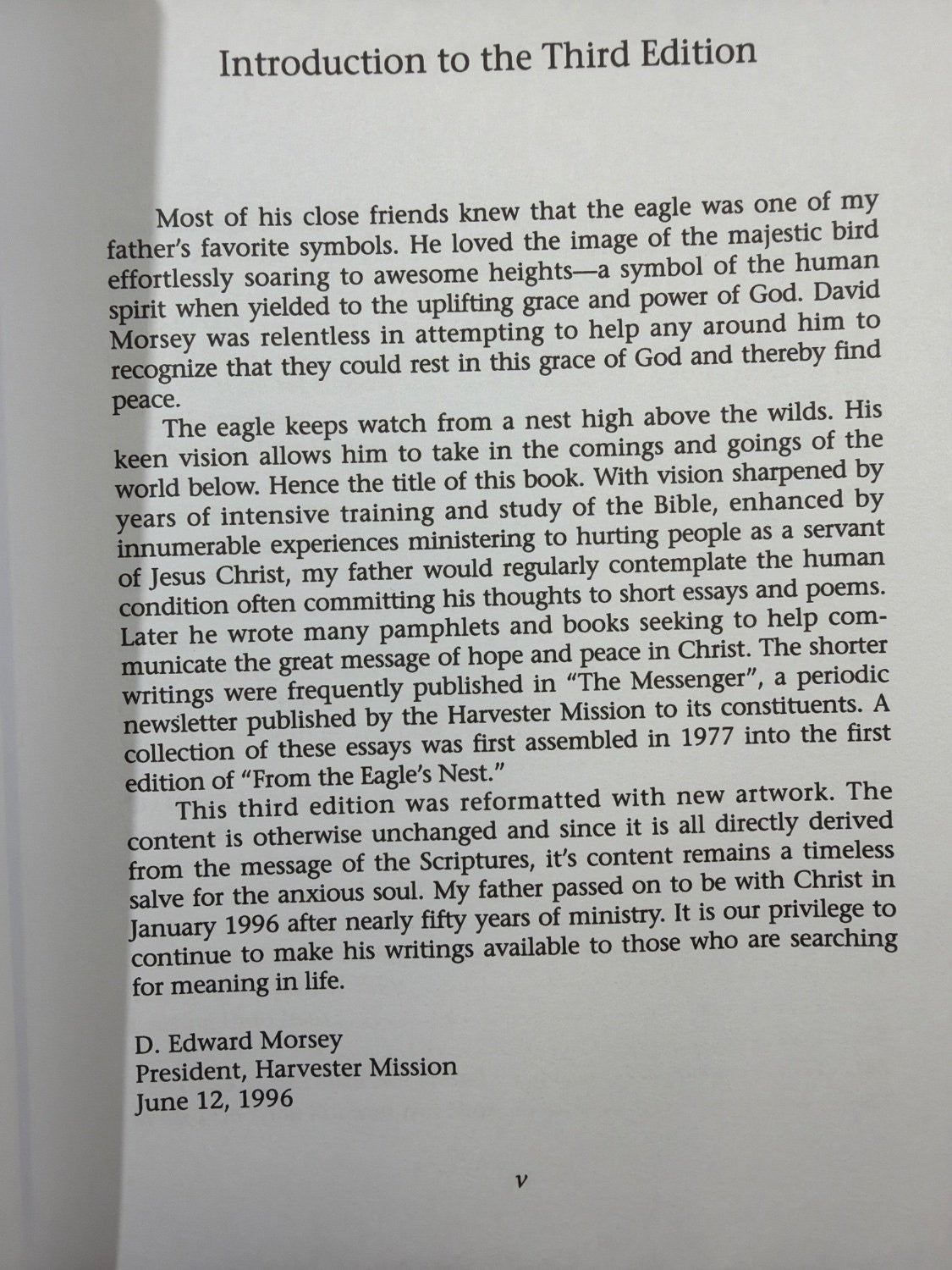 Vintage From The Eagle's Nest David Morsey Harvester Mission Christian Essays