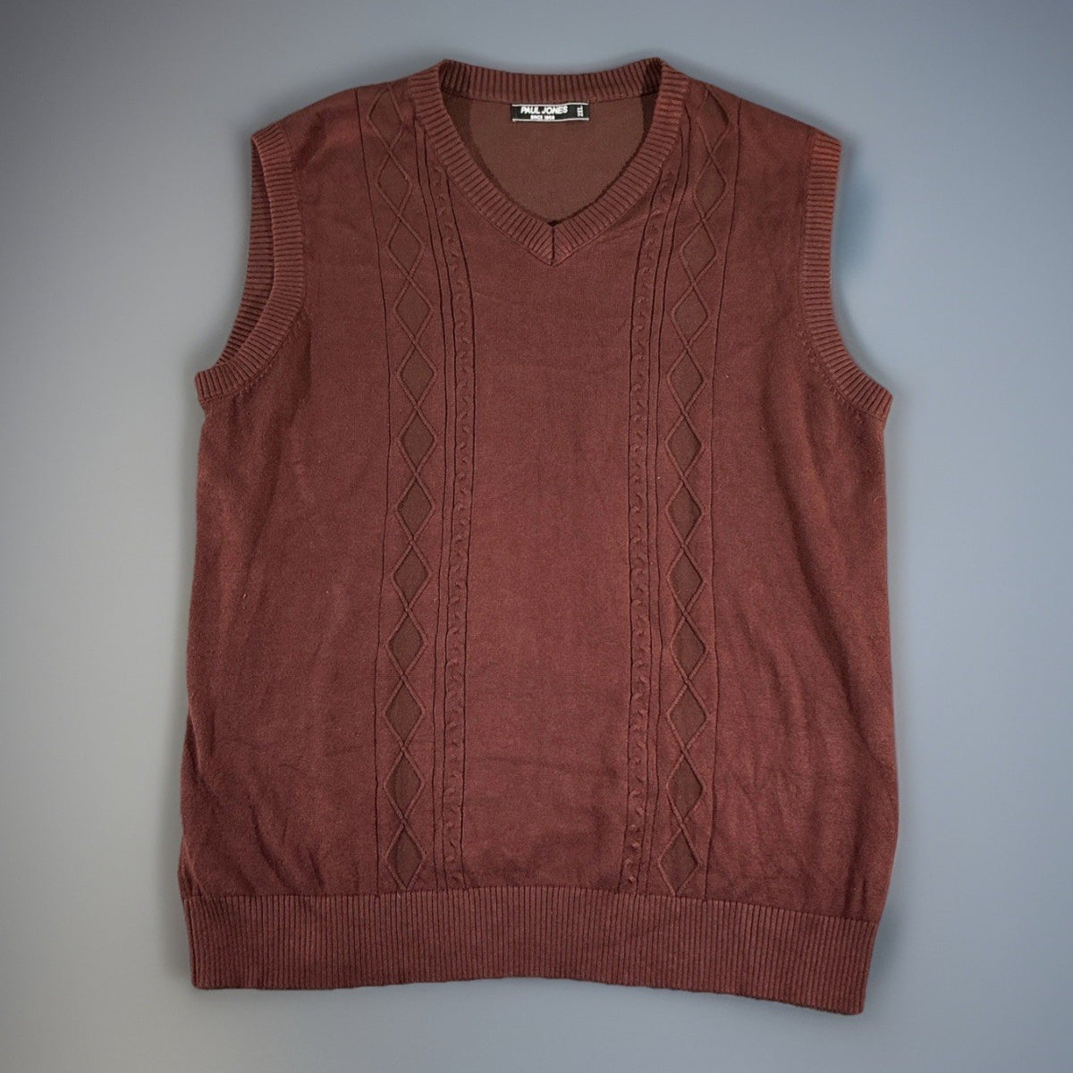 PJ Paul Jones Navy Brown V-Neck Sweater Vest Classic Casual Menswear Size XXL