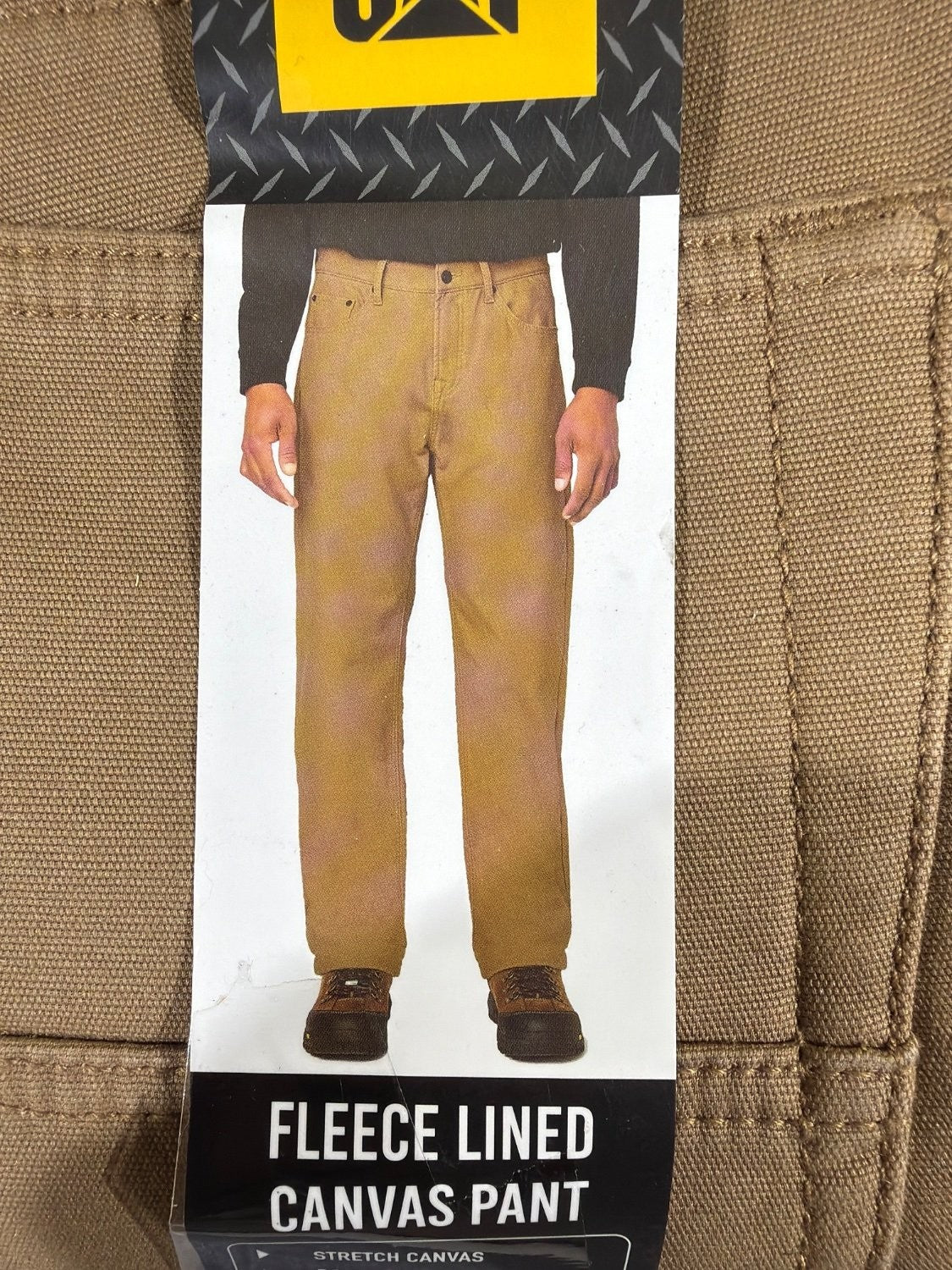 Caterpillar CAT Men's Fleece Lined Canvas Work Pants 30x29 Tan Insulated Stretch