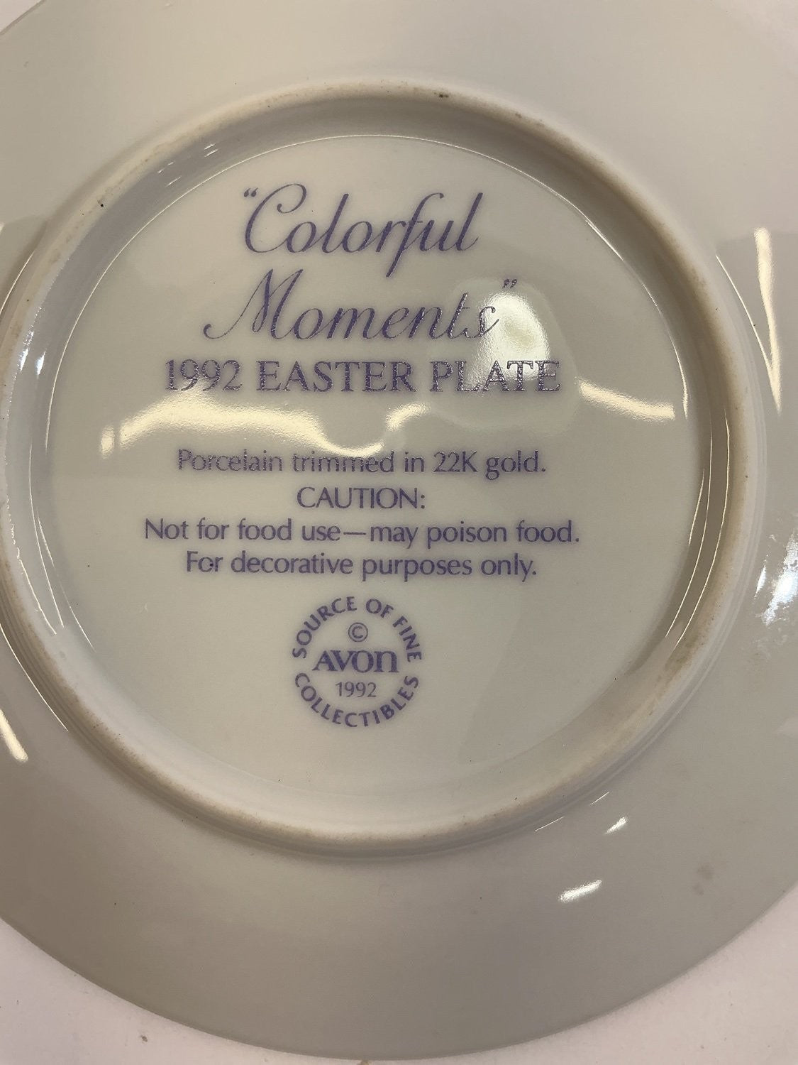 Avon Colorful Moments 1992 Easter Plate Collector Small Multicolor Porcelain