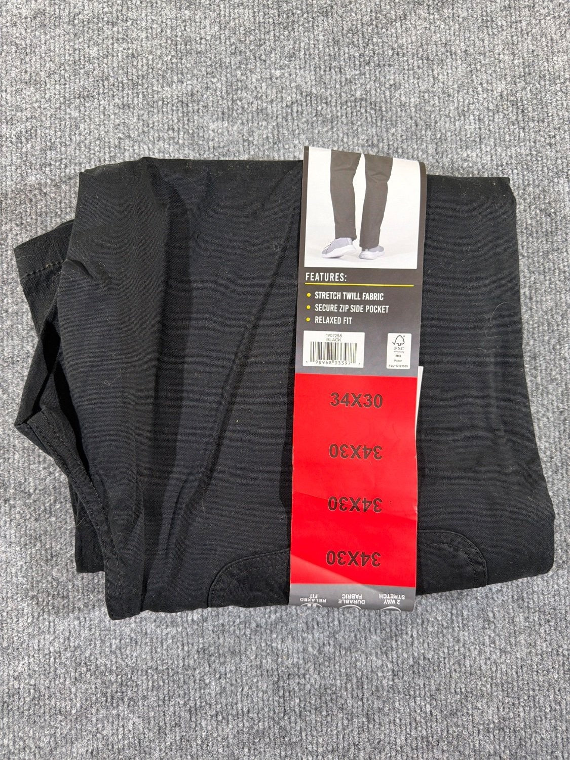 EU 34 Colorado Clothing Men's Utility Pant Relaxed Fit Stretch Twill Black