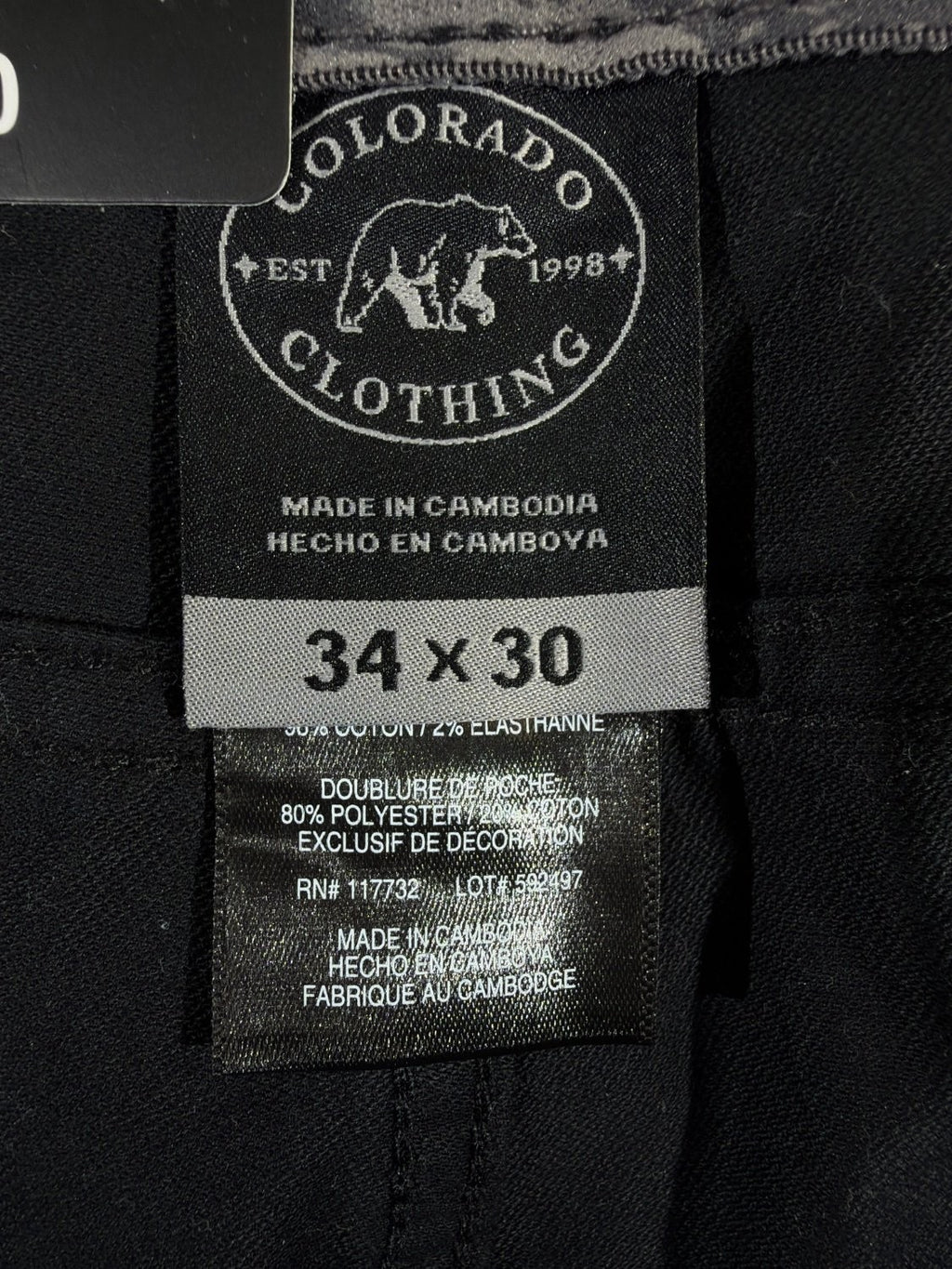 Colorado Clothing Men's Utility Pant 34x30 Black Stretch Twill Relaxed Fit