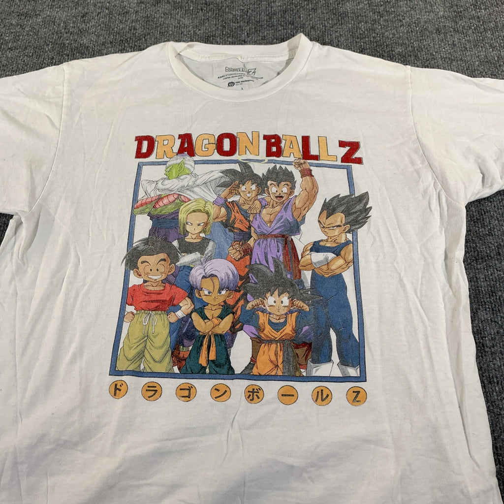Dragon Ball Z Tshirt Men’s Large White Graphic Goku Retro DBZ Anime Tee*