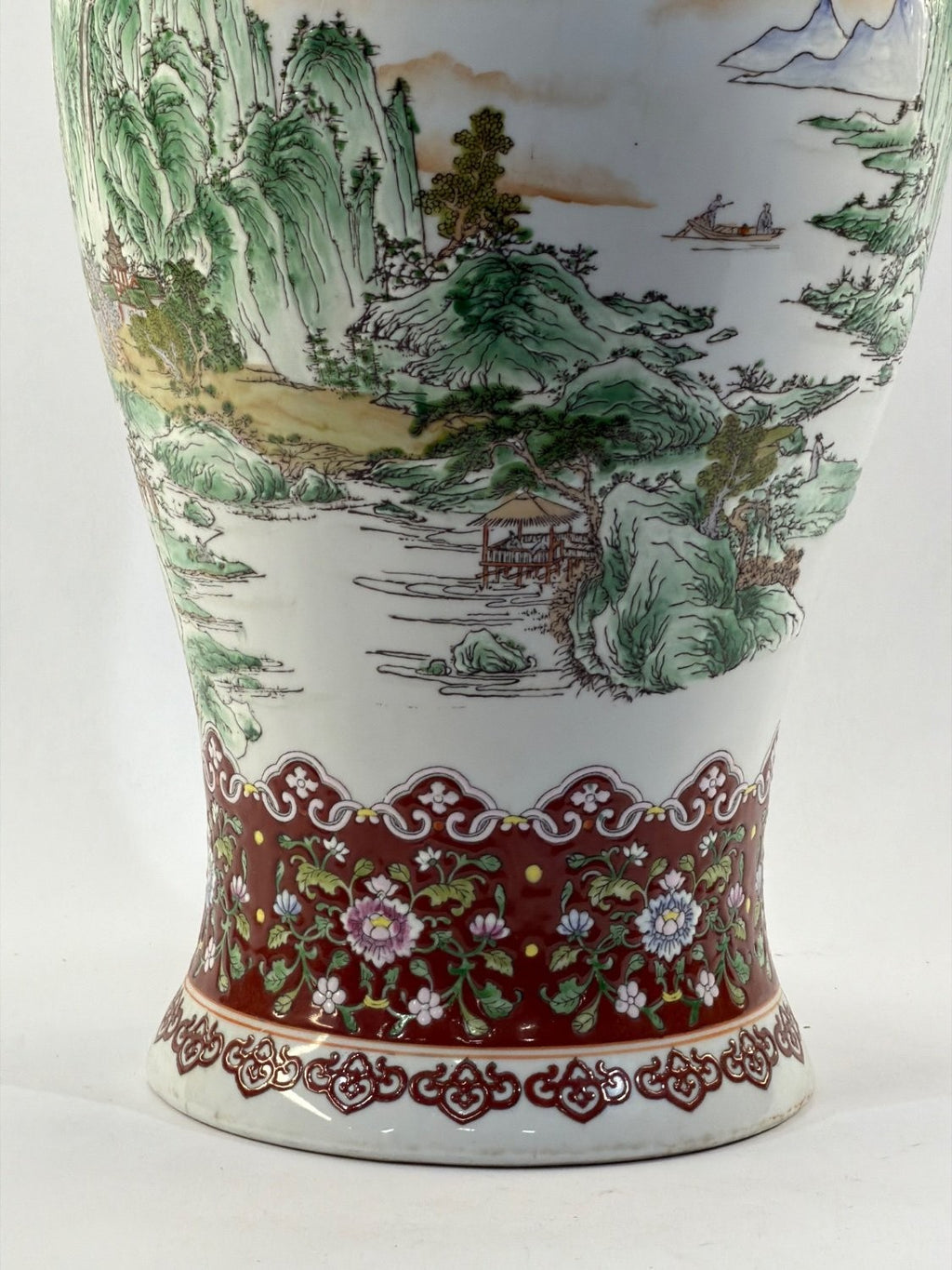 Vintage Jingdezhen Chinese Famille Rose Porcelain Vase Shanshui Landscape Large