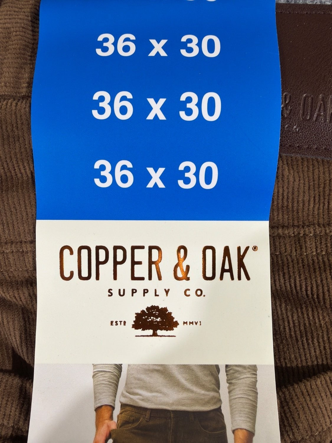 Copper & Oak Supply Co Men's Stretch Corduroy 5-Pocket Pants Brown 36x30 1897556