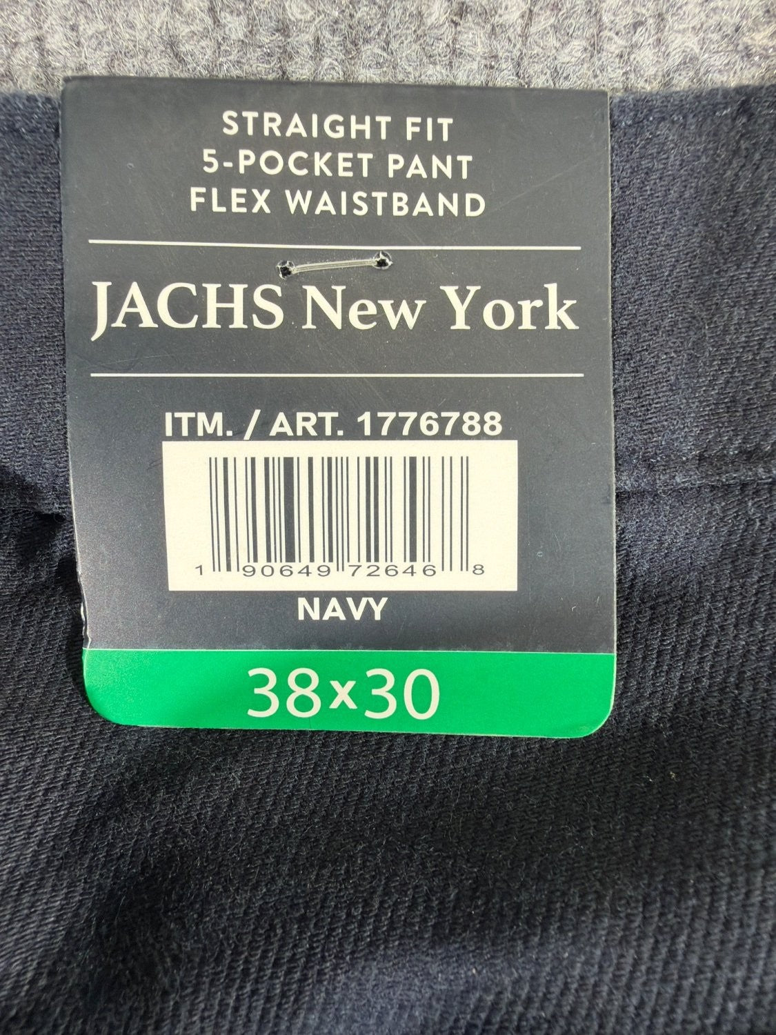 Jachs NY Men's Straight Fit 5-Pocket Pant 38x30 Navy Blue Stretch Twill Chino