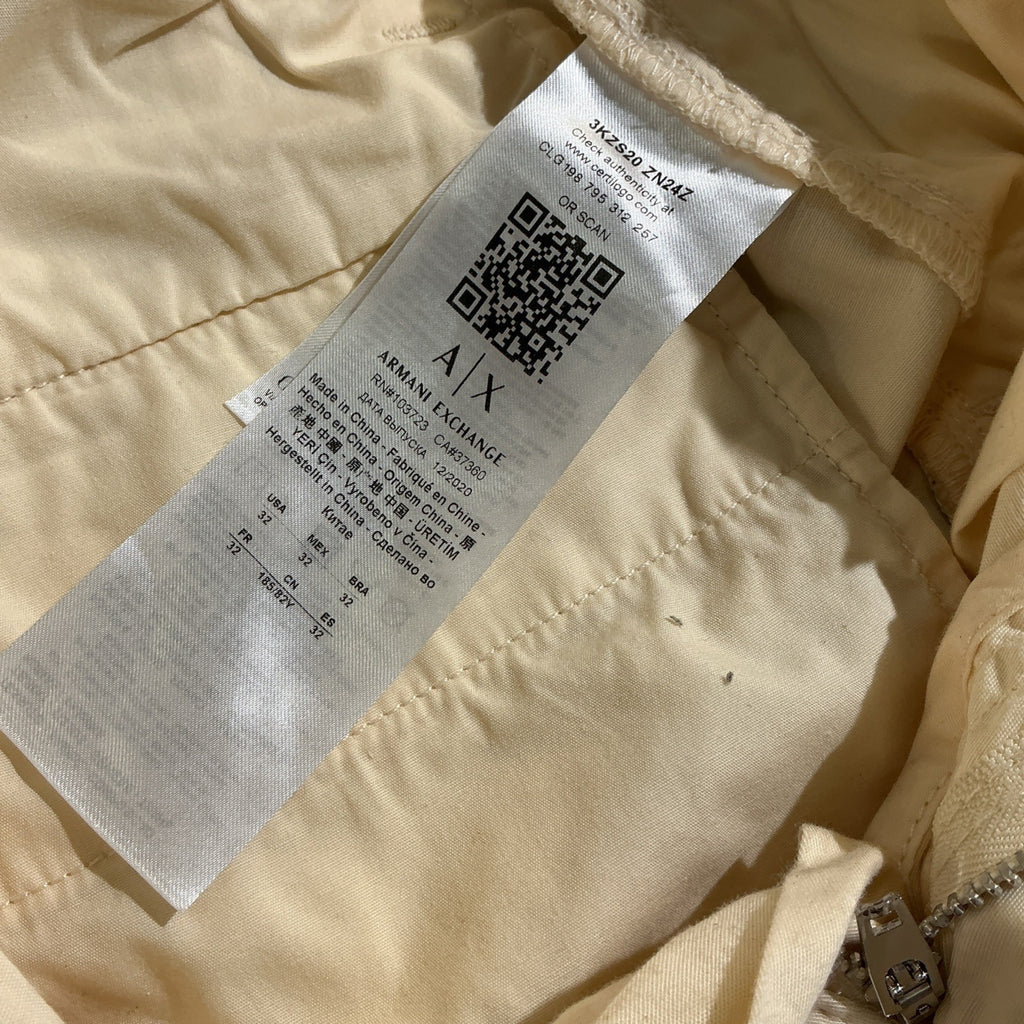 Armani Exchange Mens Khaki Shorts Dress Casual Chino White Size 32 Flat Front