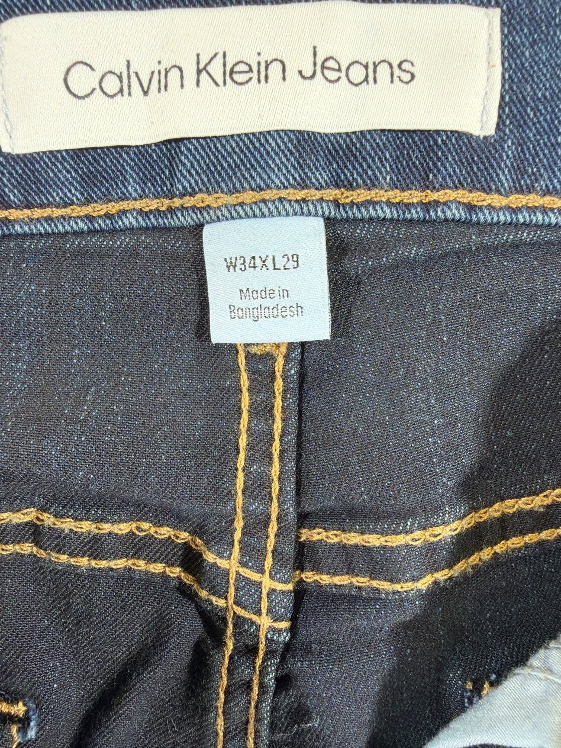 Calvin Klein Jeans Men's Straight Leg Blue Denim Jeans W34 L29 Dark Wash EU 34
