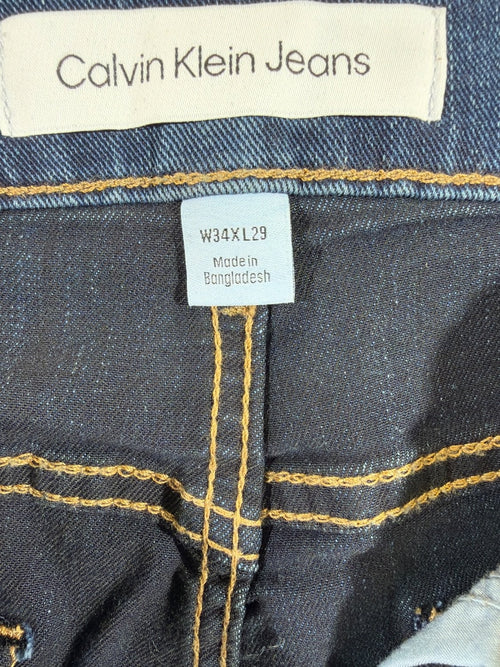 Calvin Klein Jeans Men's Straight Leg Blue Denim Jeans W34 L29 Dark Wash EU 34