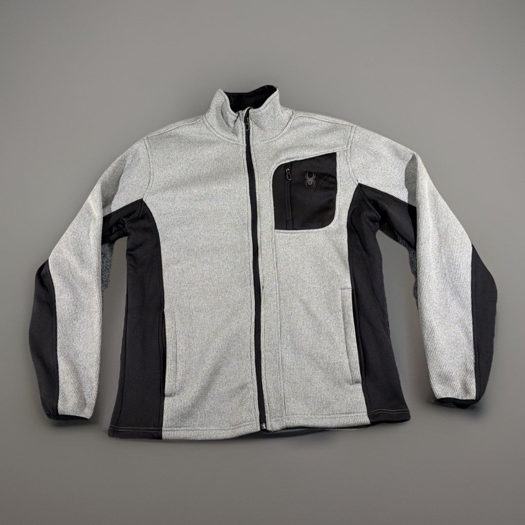 (#C) Spyder Jacket Adult M Gray Full Zip Pullover Logo Mock Neck