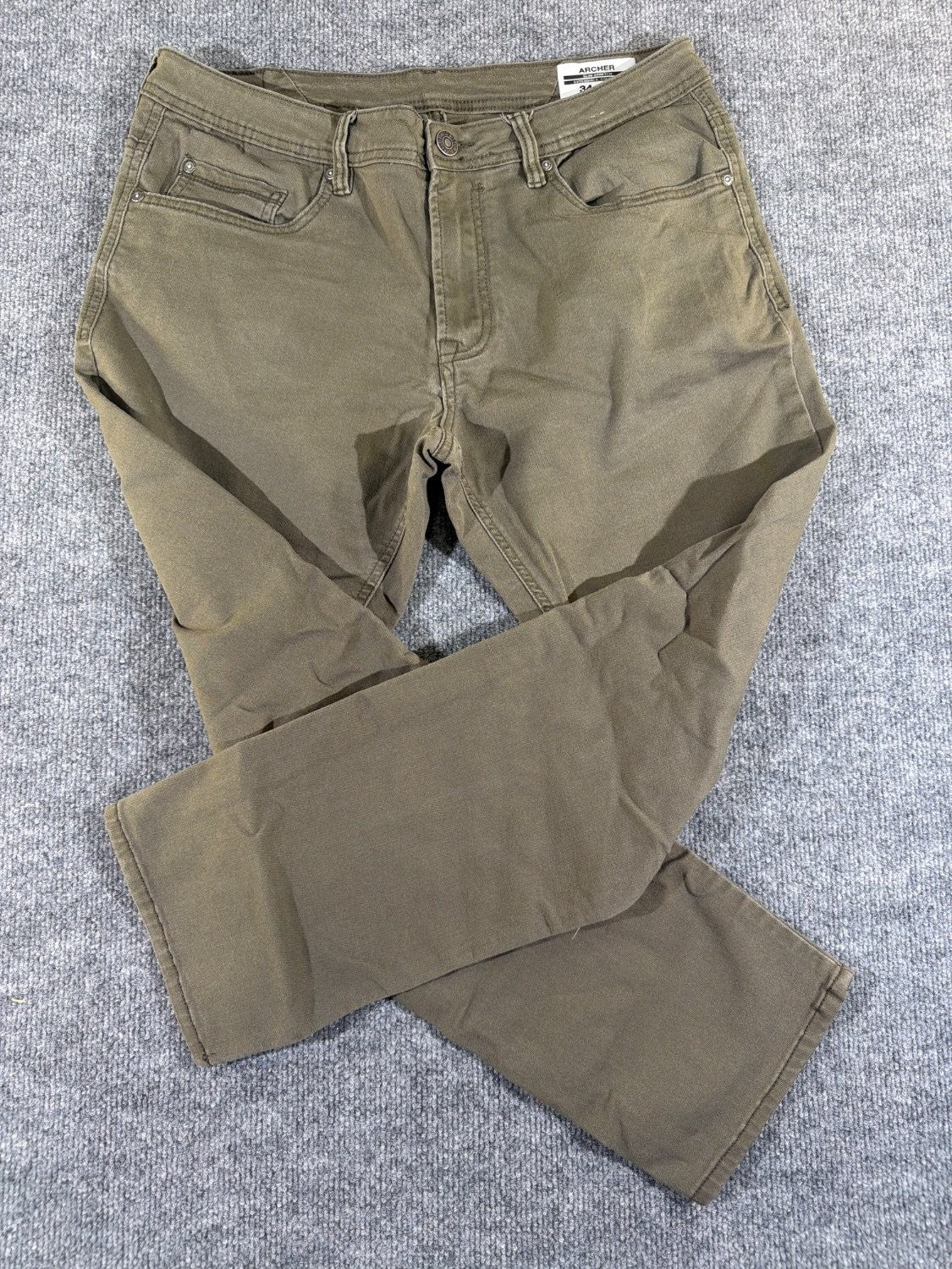 Buffalo David Bitton Archer Slim Straight Pants Mens 34x30 Olive Green Chino