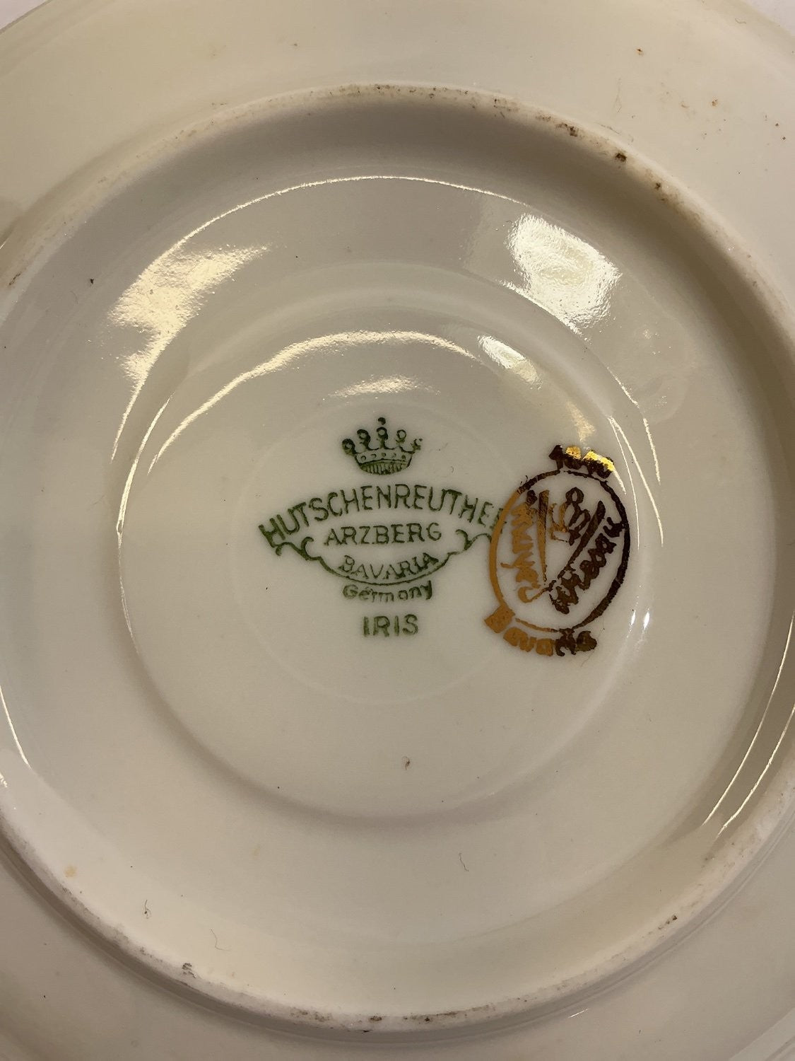 Hutschenreuther Iris Saucer Green Porcelain Tea Coffee Cup Vintage OF Germany