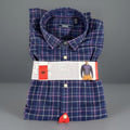 IZOD Mens Luxe Touch Long Sleeve Plaid Button Up Shirt BLUE/PURPLE MEDIUM New