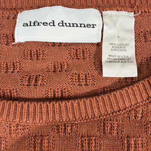Alfred Dunner Orange Checkered Knit Women's Top, Size Small