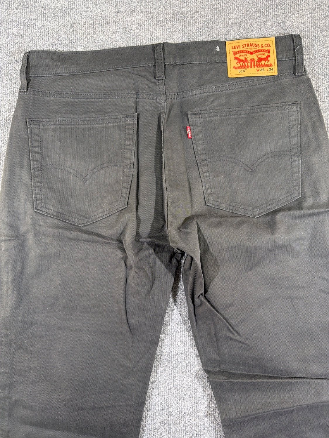 Levi's 514 Straight Fit Men's Jeans 36x34 Dark Gray Stretch Denim 005141922 NWT