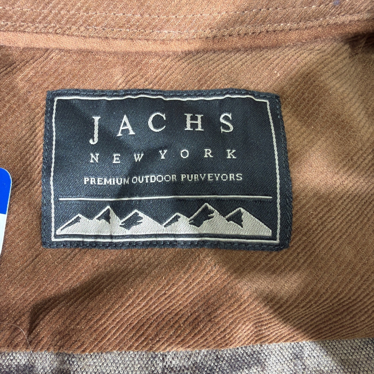 Jachs NY Mens Brown Plaid Flannel Shirt Jacket Corduroy Trim Prem Outdoor size L