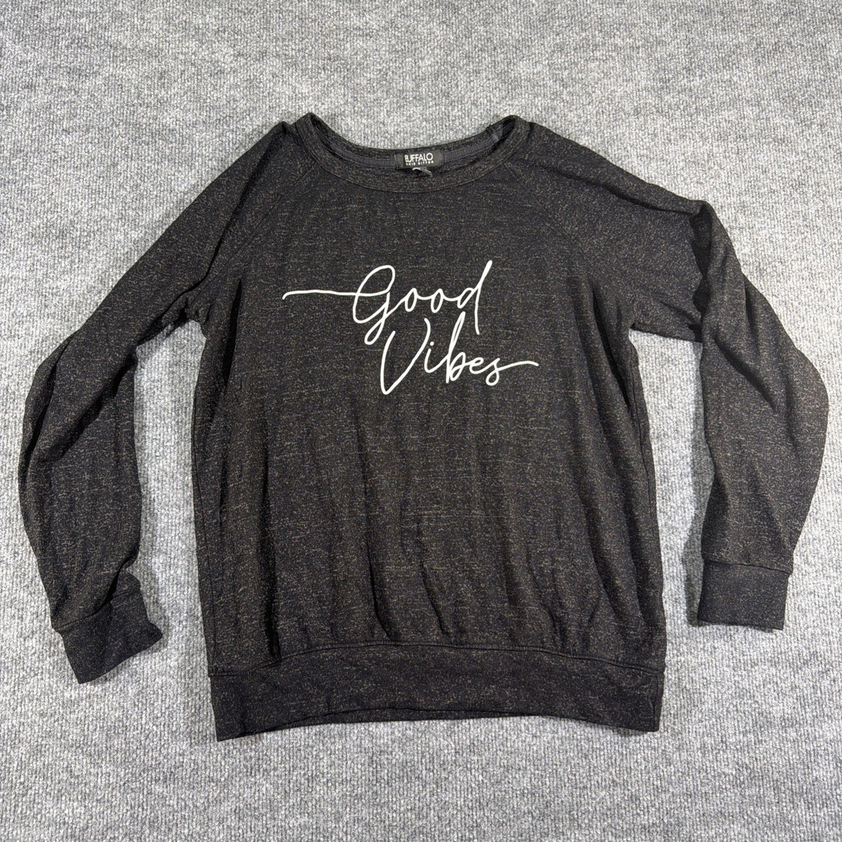 Buffalo David Bitton Sweater Womens XL Long Sleeve Pullover Good Vibes Black