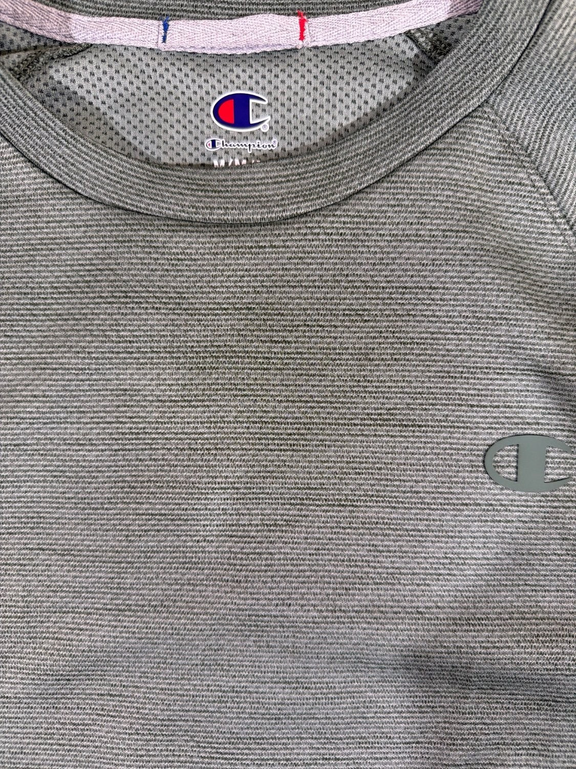 Champion Men's Performance T-Shirt Medium Gray Heathered Mesh Raglan Crew Neck M