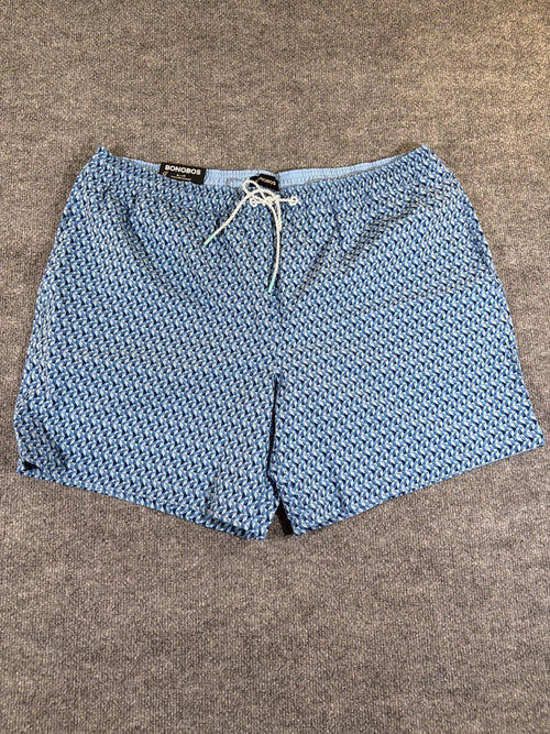 Bonobos Men's Swim Trunks 7 Inch Inseam XXL Blue Geometric 4-Way Stretch 1909795