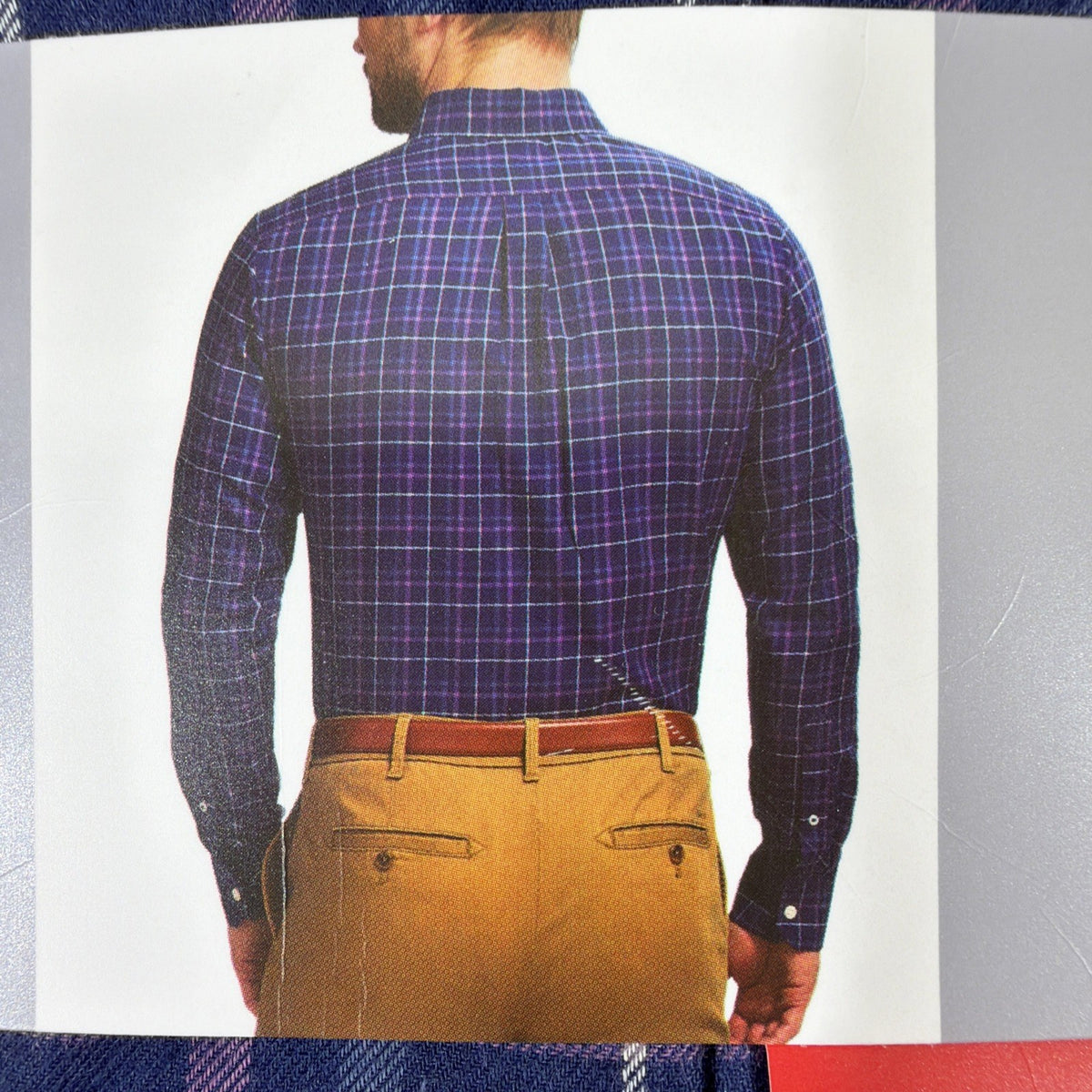 IZOD Mens Luxe Touch Long Sleeve Plaid Button Up Shirt BLUE/PURPLE MEDIUM New