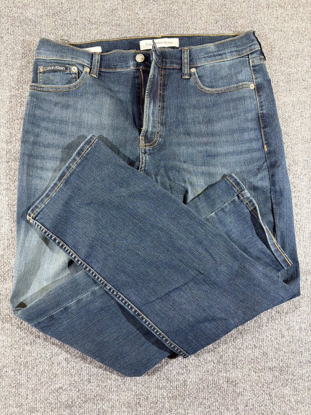 Calvin Klein Jeans Men's Straight Leg Blue Denim Jeans W34 L29 Dark Wash EU 34