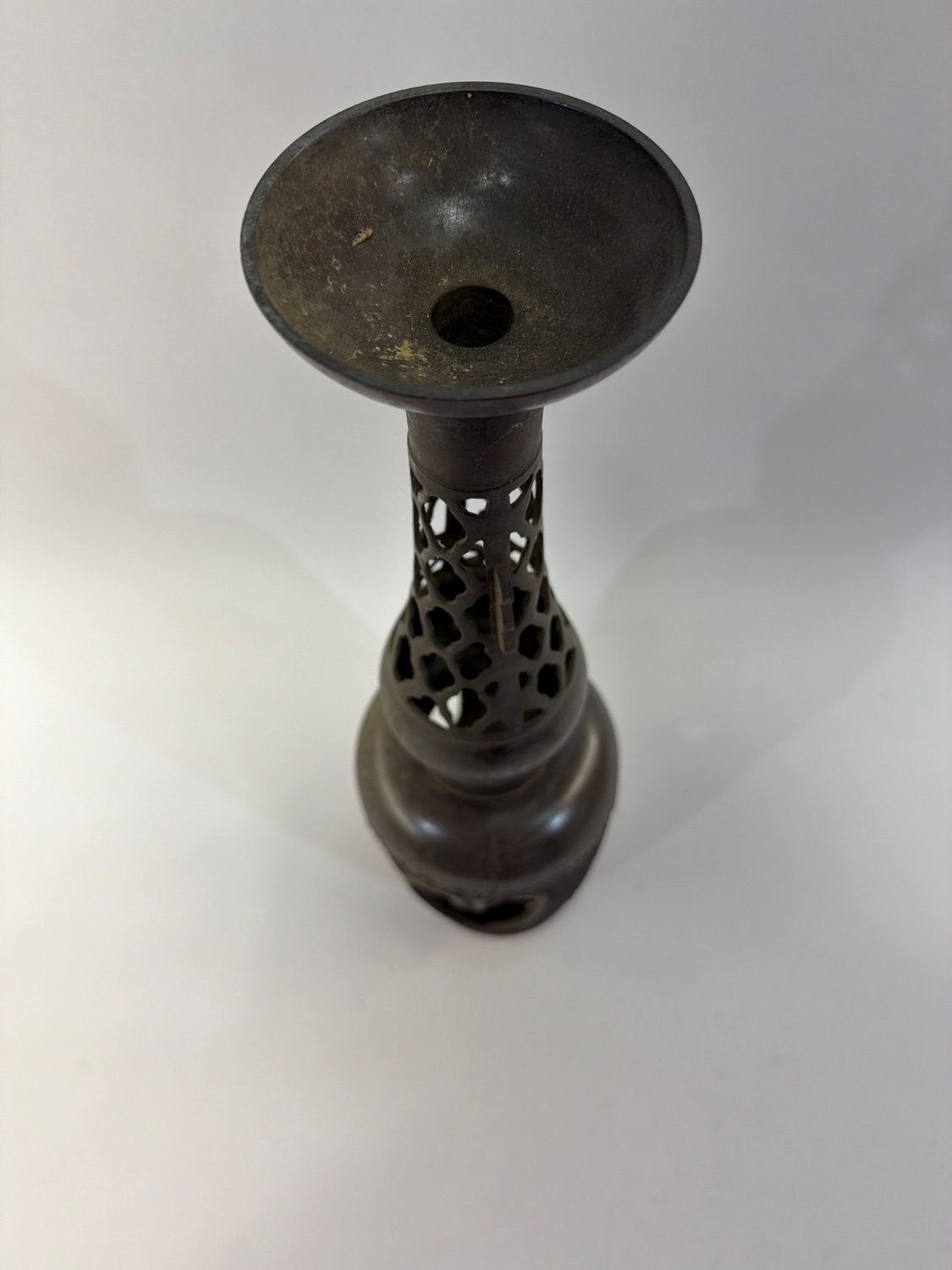 Vintage Bronze Incense Burner Middle Eastern Pierced Heart Hookah Base Censer