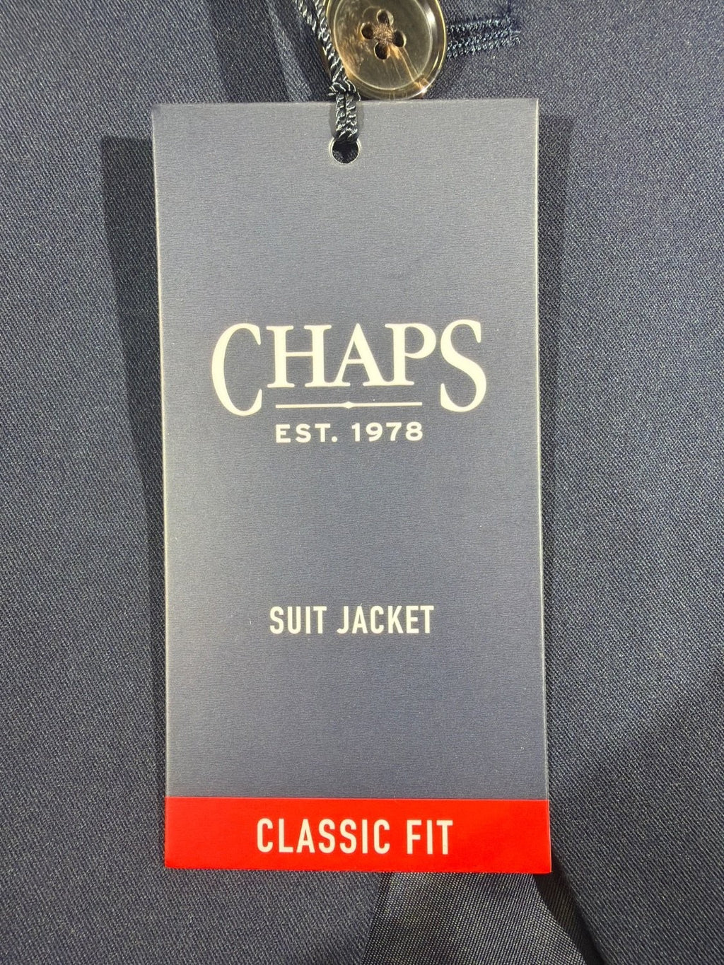 Vintage Chaps Mens Suit Jacket 38 Regular Navy Blue Classic Fit Wool Blend