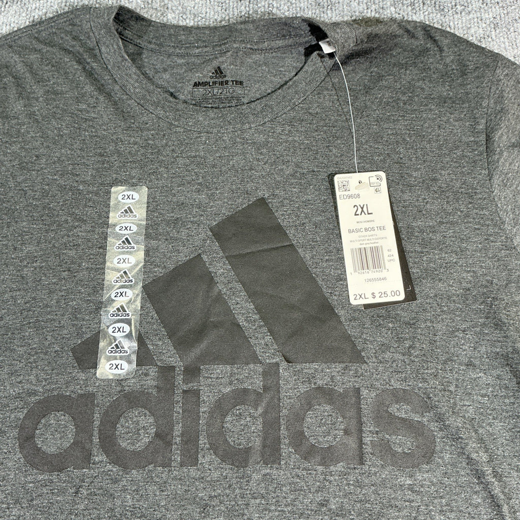 adidas Mens Size 2XL Essentials Single Jersey Big Logo T-Shirt. Big & Tall NWT!