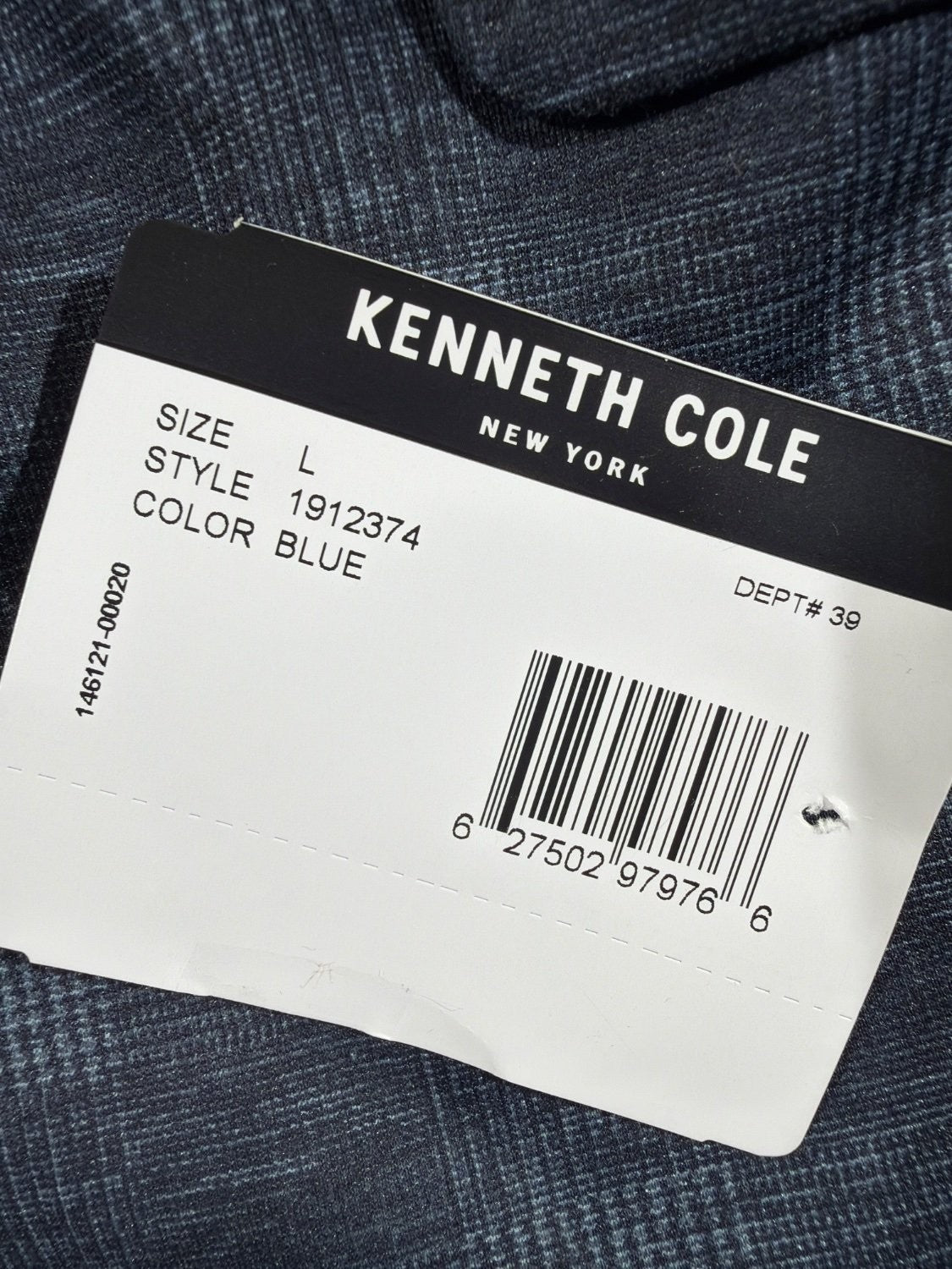 Kenneth Cole New York Men's Plaid Blazer Sport Coat Blue Size L Two Button