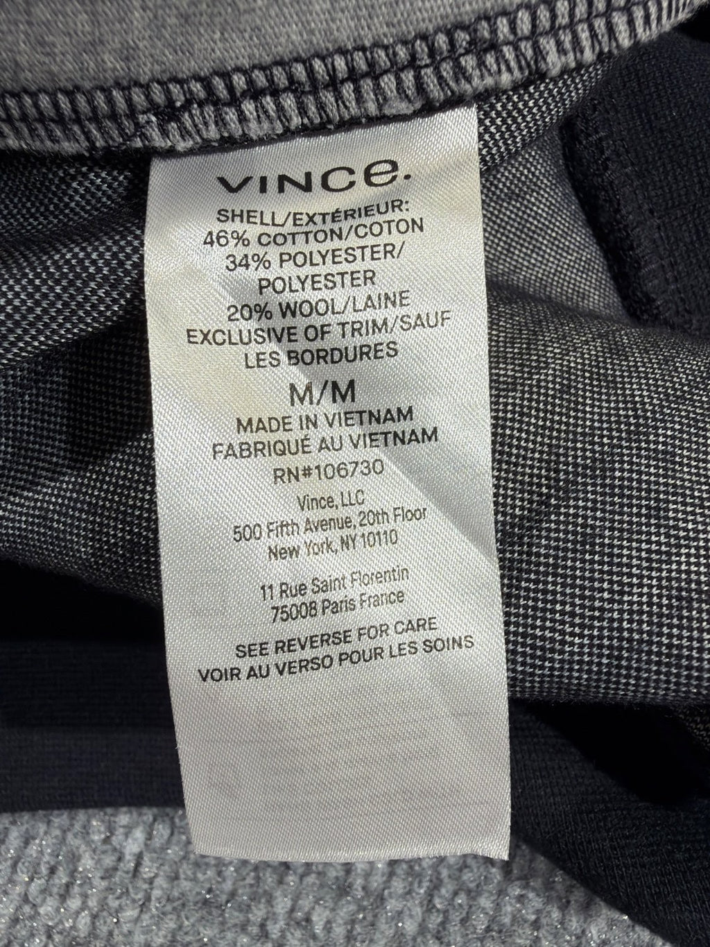 Vince Men's Pinstripe Pullover Hoodie Cotton Wool Blend Navy Blue Gray Size M