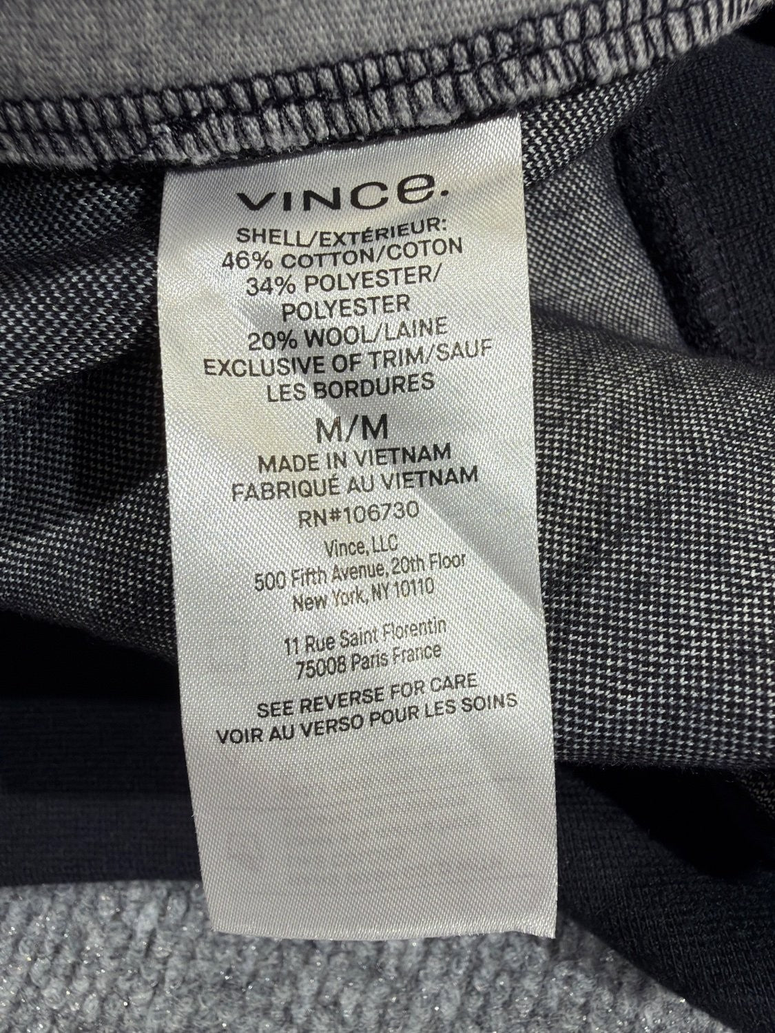 Vince Men's Pinstripe Pullover Hoodie Cotton Wool Blend Navy Blue Gray Size M