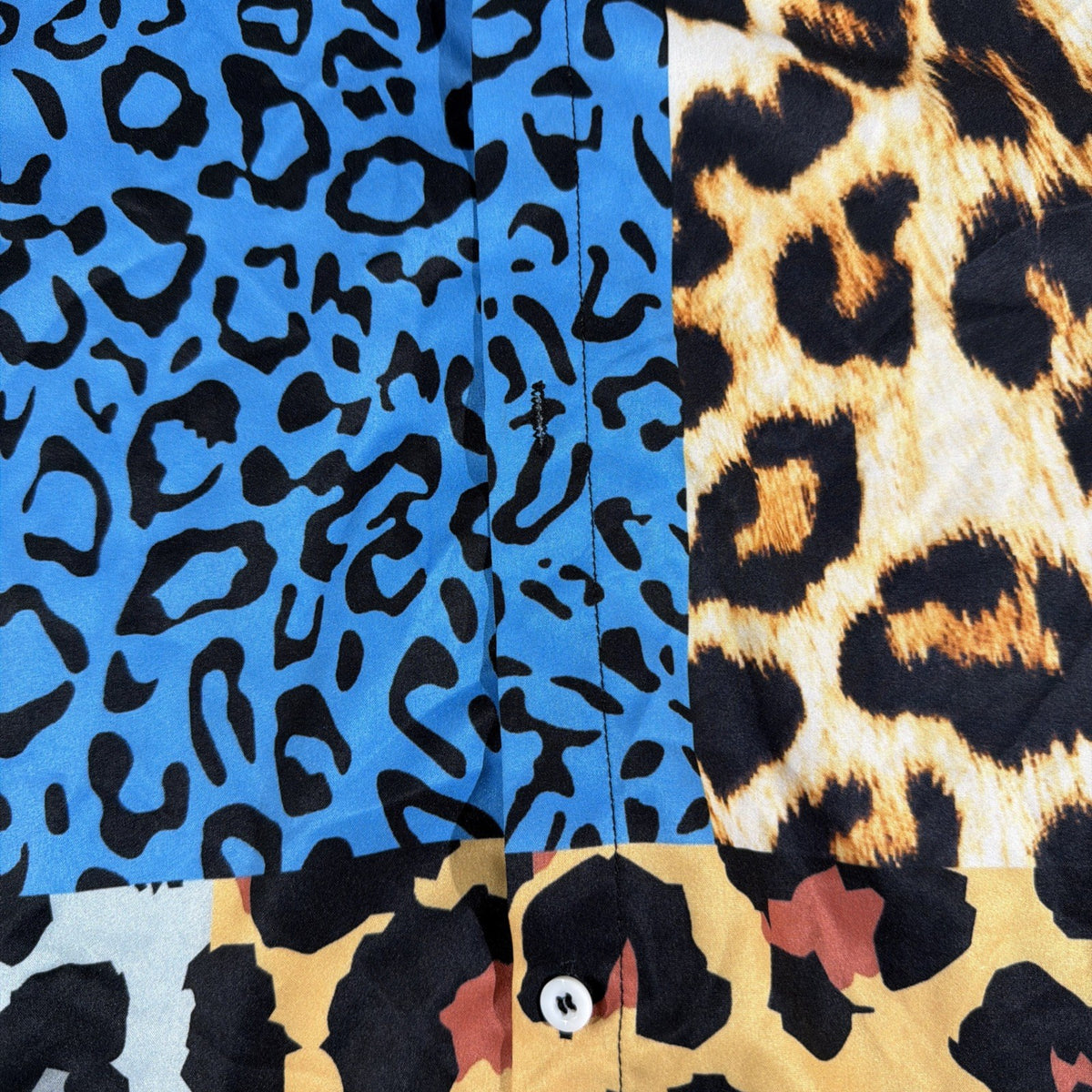 ROMWE Street Life Leopard Patchwork Shirt Size M Urban Fashion Design