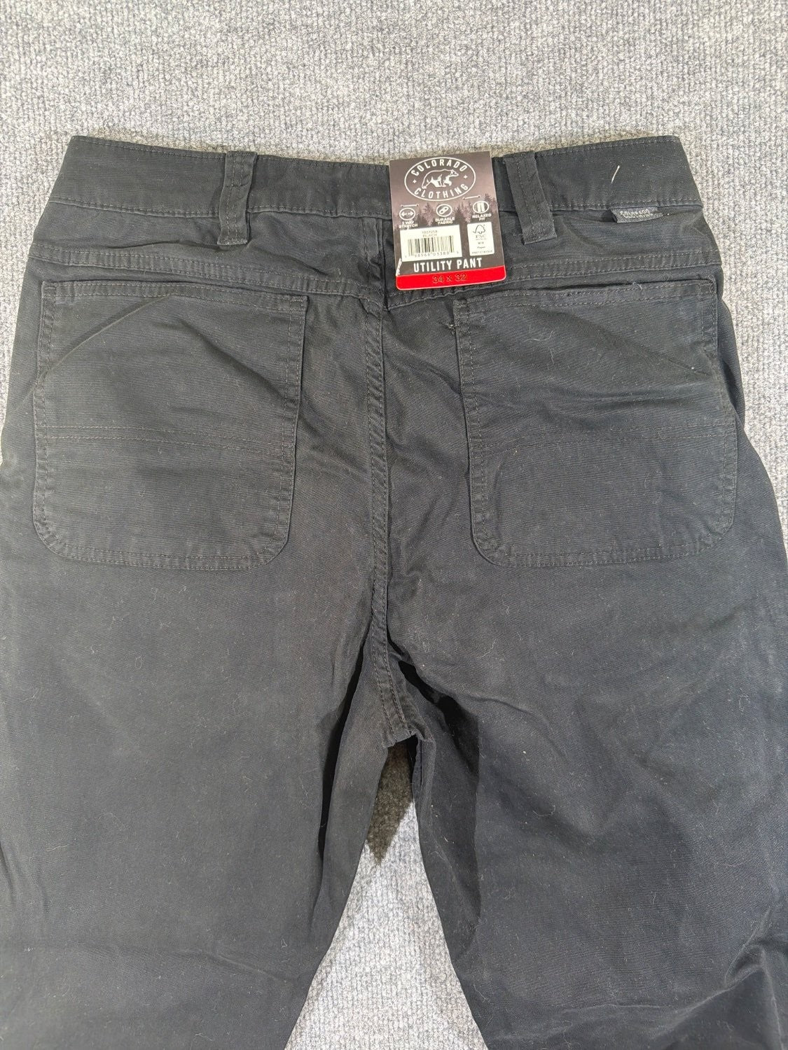 Colorado Clothing Men's Utility Pant 34 x 32 Black Stretch Twill Relaxed New