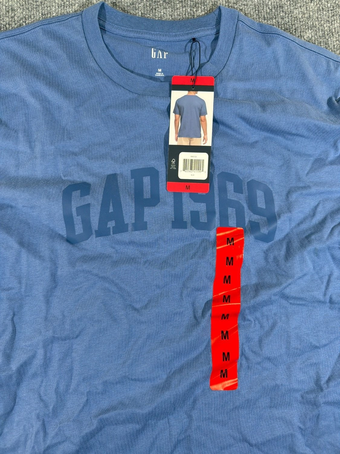 Vintage Gap 1969 Logo T-Shirt Men's Size M Blue Cotton Blend Crew Neck Graphic