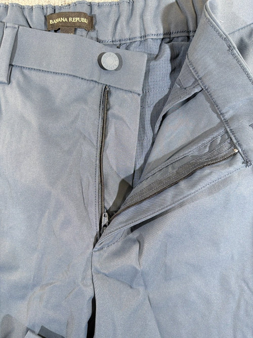 Banana Republic Performance Chino Pants Men 36x30 Slate Blue Elastic Waist Tech